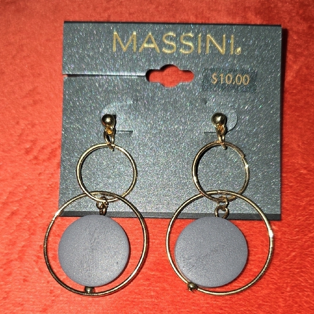 Massini Gold and Grey Double Circle Earrings